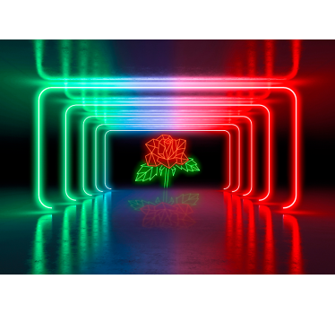 fototapety 3d silueta neónovej ruže - Tenstickers