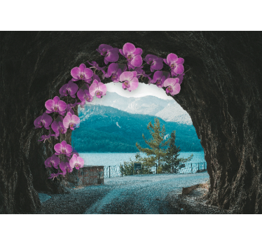 fototapeta kvety orchidey rámovanie krajiny - Tenstickers