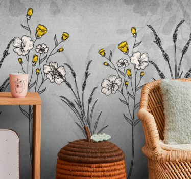 Fototapeta kvety vintage kvetinové náčrty - Tenstickers