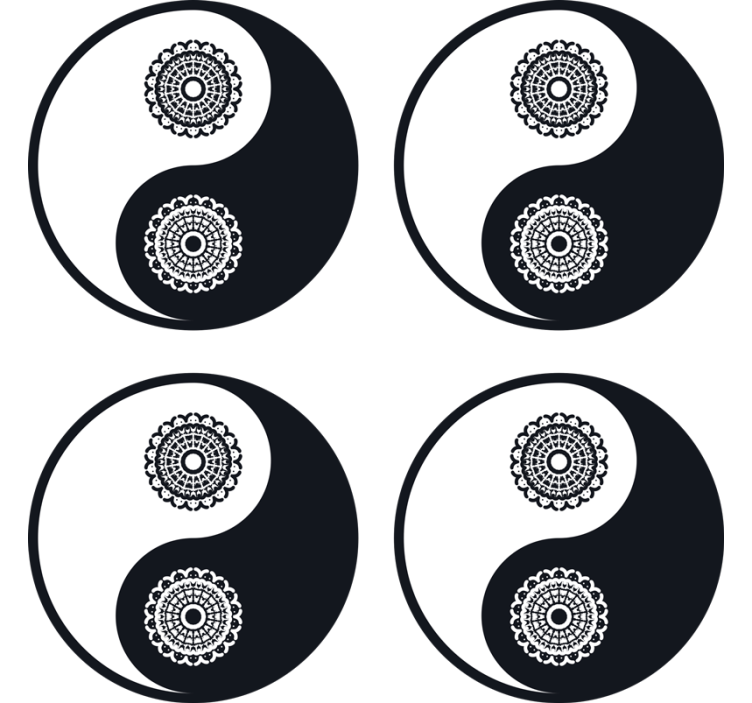 Zábavná podtácka s mandalovými vzormi yin yang - Tenstickers