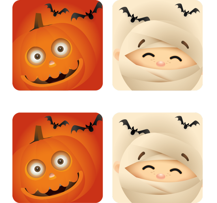 Podtácka halloween veselá tekvica a mumia - Tenstickers