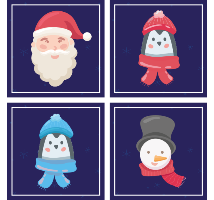 Vianočná tácka s tvárami santa a snehuliakov - Tenstickers