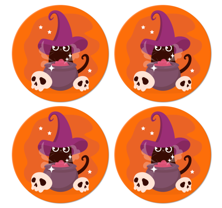 Mačka čarodejnica klobúk ilustrácie halloween dráha - Tenstickers