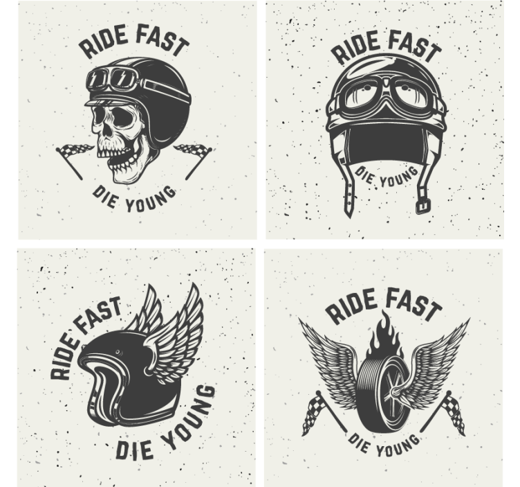 zábavná podtácka lebka s pretekárskymi okuliarmi - Tenstickers