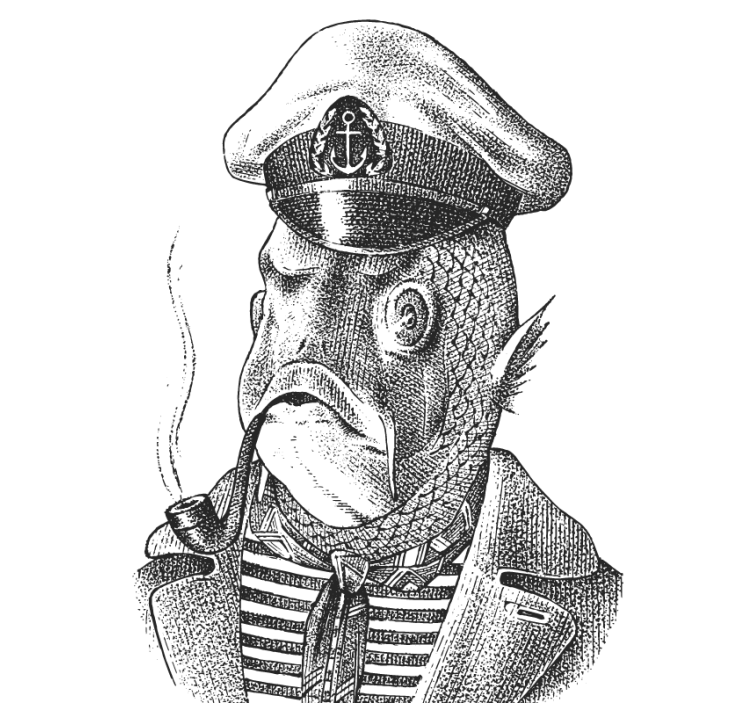 Zábavná podtácka kapitán ryba postavička - Tenstickers