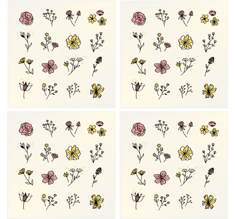 Ružové a žlté kvety moderná tácka - Tenstickers