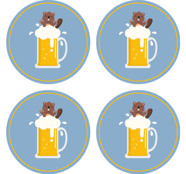 Kreslený bobor pivo modré podložky - Tenstickers
