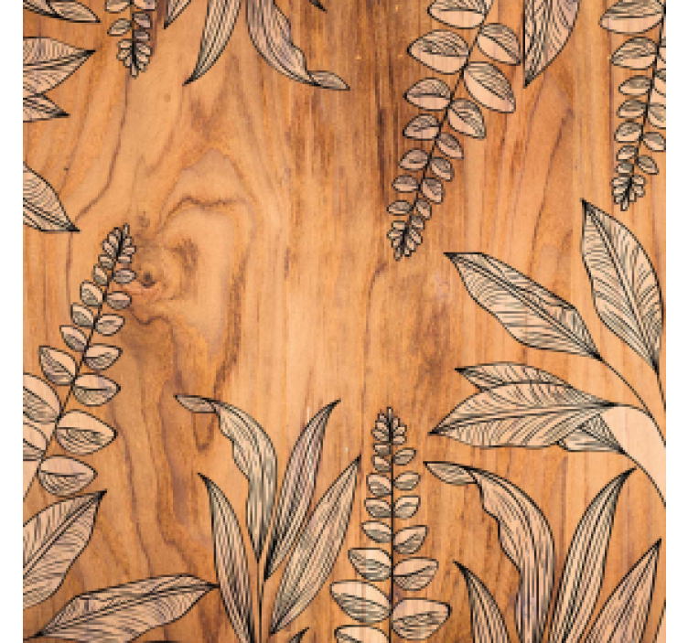 Podtácka s prírodným dreveným vzorom a kvetinovým okrajom - Tenstickers