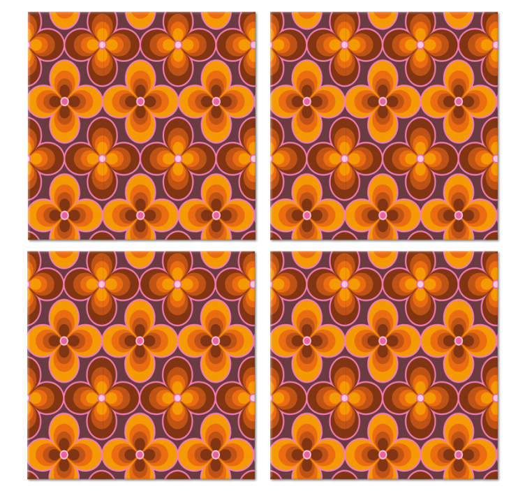 Kvetinový retro groovy vzor vintage tácka - Tenstickers