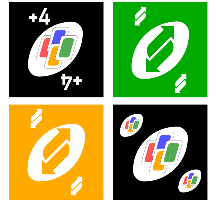 Uno farebné karty navrhuje geek podložky - Tenstickers