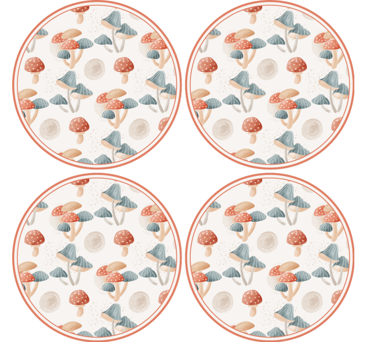 Zábavná podtácka s farebnými vzormi húb - Tenstickers