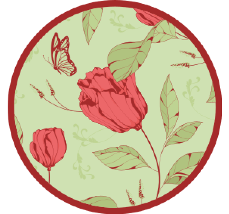 Moderná podtácka s kvetinovým vzorom a motýľom - Tenstickers