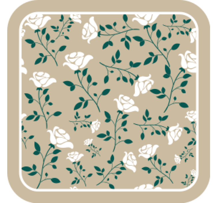 Biela ruža vzor vintage tácka - Tenstickers