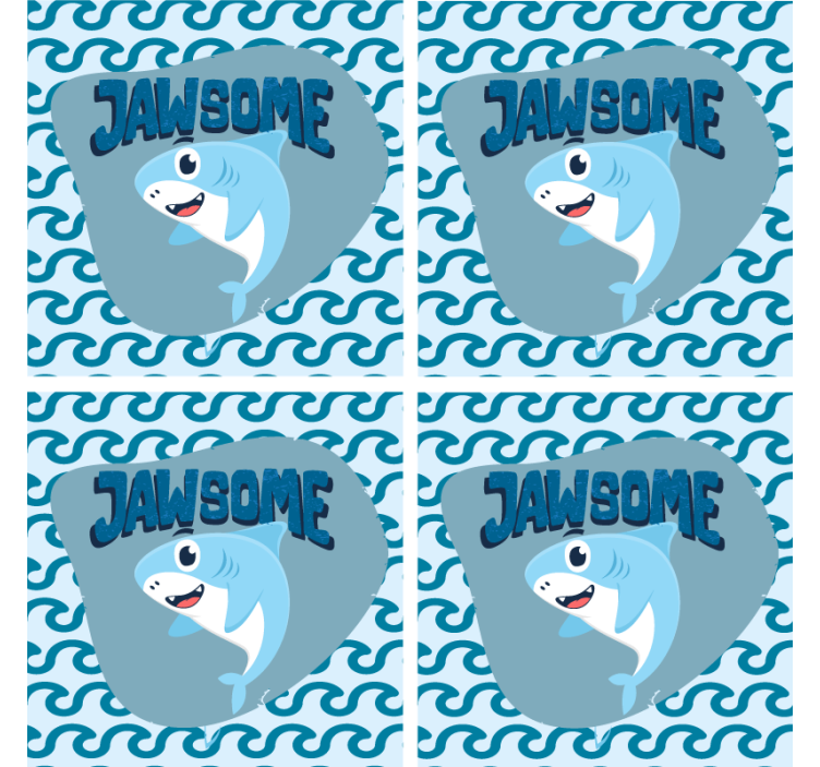 Zábavná podtácka s kreslenou žraločou vlnou - Tenstickers