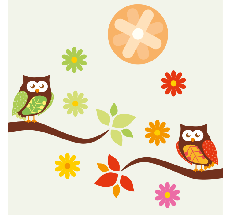 Zábavná podtácka farebné sovy a kvety - Tenstickers