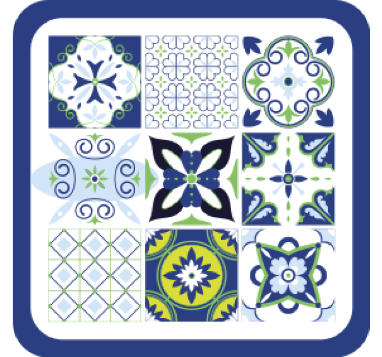 Tácka pod pohár dlaždice farebné vzorované štvorce - Tenstickers