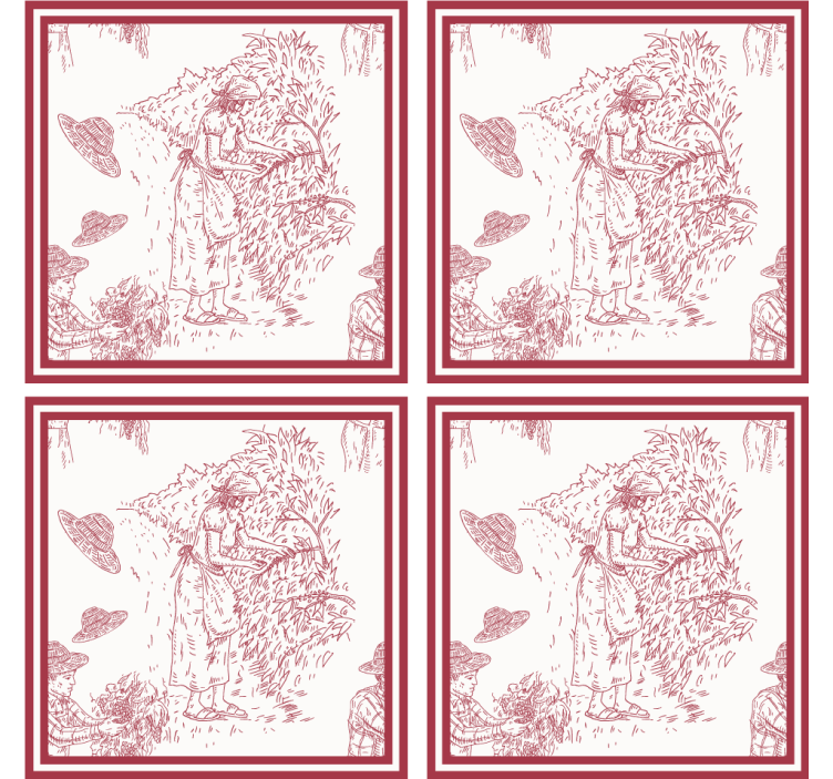 Podtácka vintage ilustrovaná rustikálnou scénou - Tenstickers