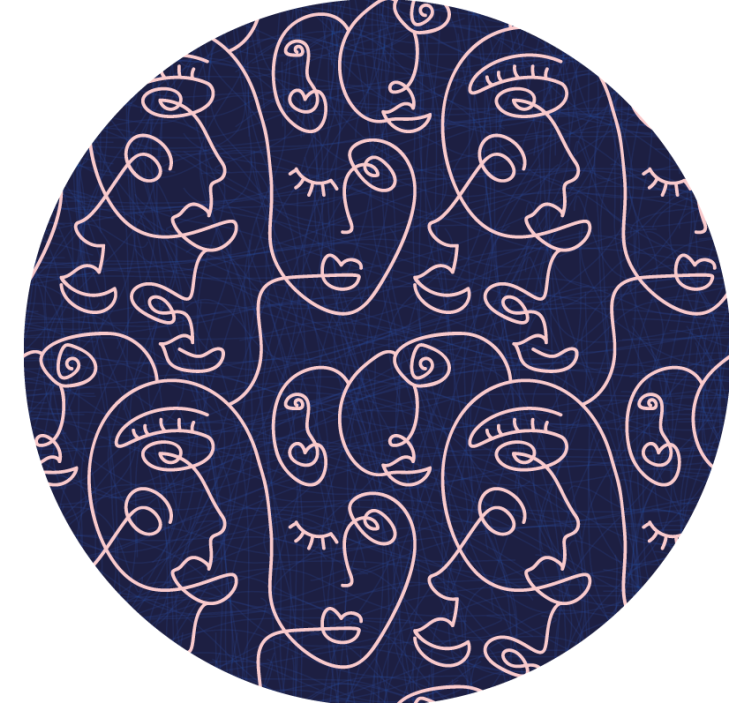 Abstraktné modré kreslené ženy viac tácky - Tenstickers