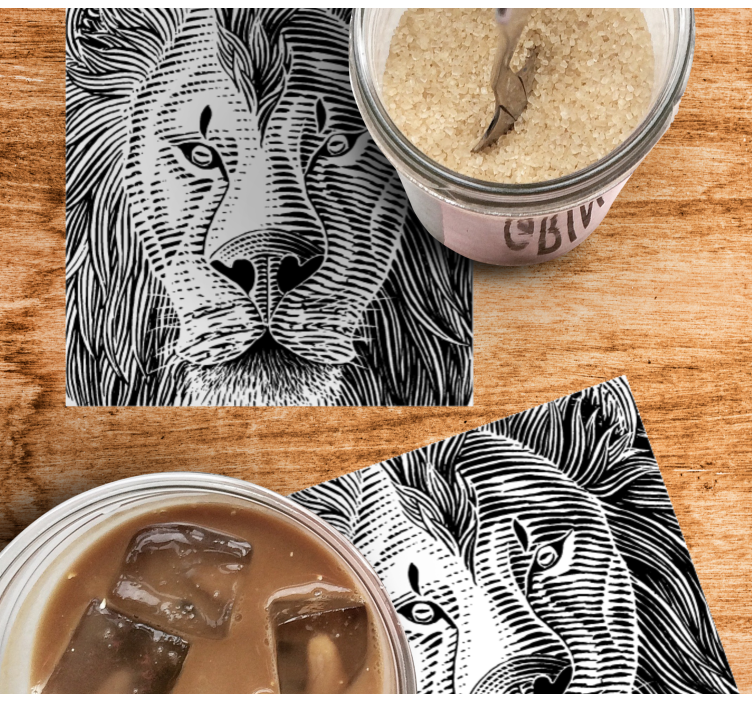 čierna levia hlava na bielom pozadí tácka - Tenstickers