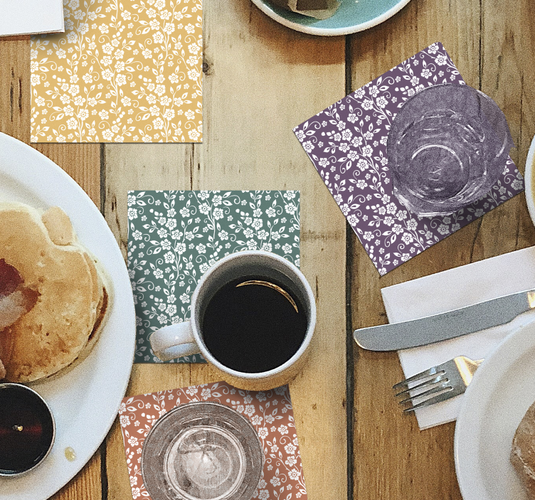 Elegantný kvetinový vzor coaster - Tenstickers