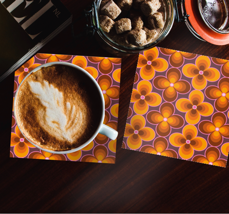 Kvetinový retro groovy vzor vintage tácka - Tenstickers