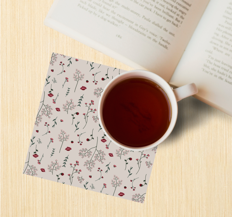 Minimalistická moderná tácka s červeným kvetinovým vzorom - Tenstickers