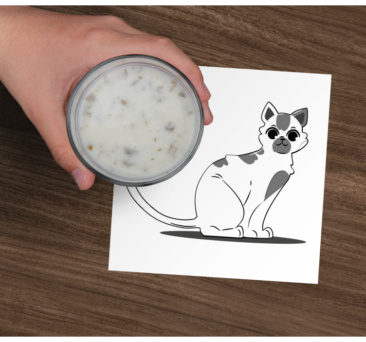 Nakreslená mačka vinobranie tácka - Tenstickers