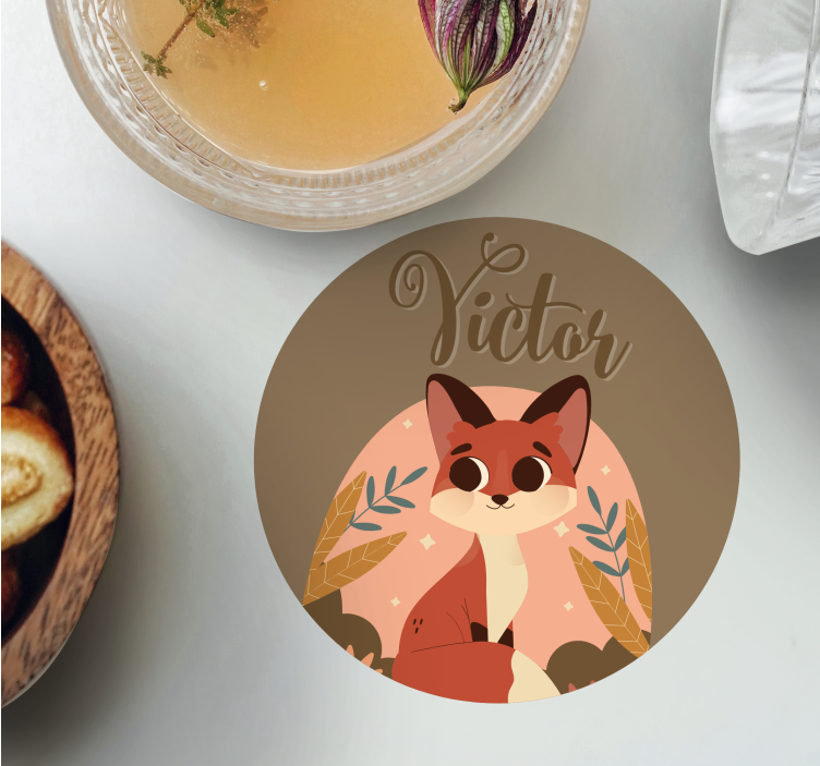 Roztomilá líška pre chlapca s podložkami na meno - Tenstickers