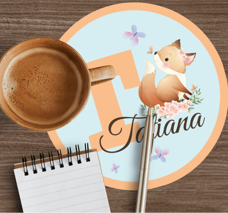 Roztomilé zvieratko líška s menom tácky - Tenstickers