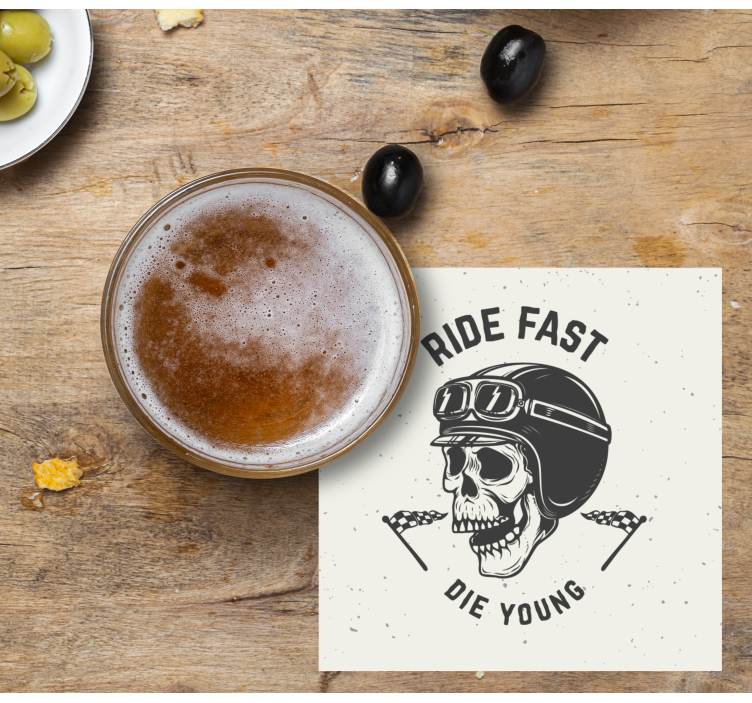 zábavná podtácka lebka s pretekárskymi okuliarmi - Tenstickers