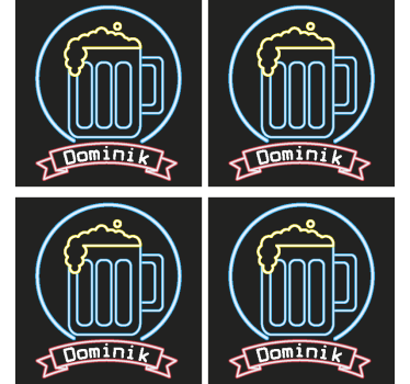 Neónové pivo s menom podložky - Tenstickers