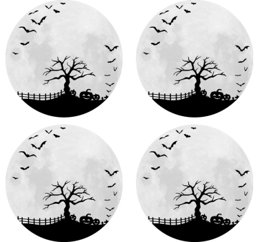 Podtácka halloween silueta strašidelného stromu - Tenstickers