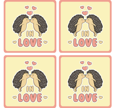 Moderná podtácka ježkovia srdiečka sa bozkávajú - Tenstickers