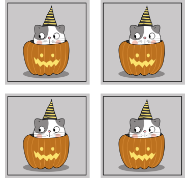 Podtácka halloween mačka v tekvicovom klobúku - Tenstickers