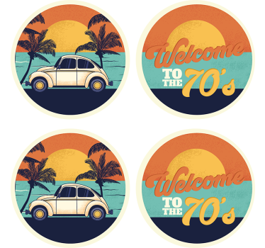 Podtácka vintage retro prímorská scenéria - Tenstickers