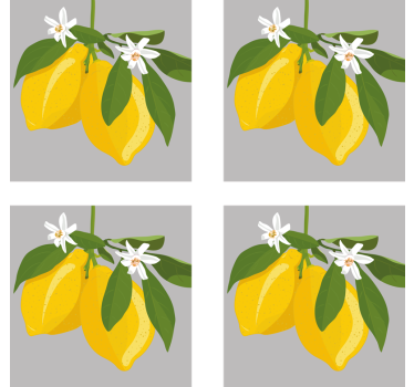 Moderná podtácka Žlté citróny s lístkami - Tenstickers