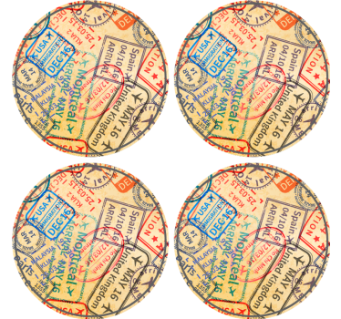 Cestovné známky moderná nápojová tácka - Tenstickers