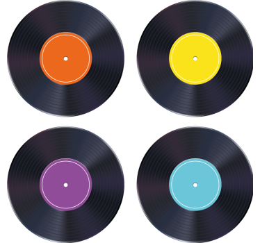 Podtácka vintage farebné vinylové platne - Tenstickers