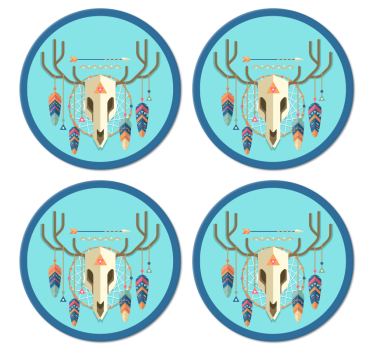 Moderná nápojová tácka v štýle lebky boho - Tenstickers