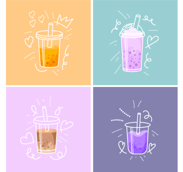 Moderná podtácka s farebnými ilustráciami nápojov - Tenstickers