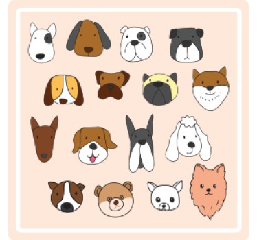 Kreslené psie plemená moderná dráha na nápoje - Tenstickers