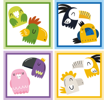 Exotické vtáky karikatúra moderná horská dráha - Tenstickers