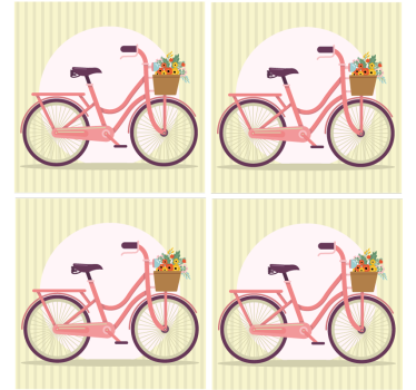 Moderná podtácka ružový bicykel s kvetmi - Tenstickers