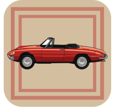 Podtácka vintage ilustrovaný kabriolet - Tenstickers