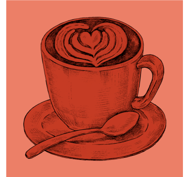 Latte káva ručne kreslená moderná tácka na nápoje - Tenstickers