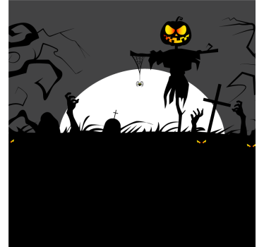 Temný cintorín so strašidelnými tvárami a rukami halloweensku drá - Tenstickers