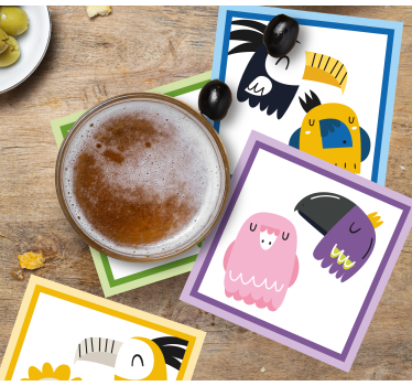 Exotické vtáky karikatúra moderná horská dráha - Tenstickers