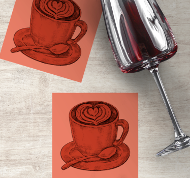 Latte káva ručne kreslená moderná tácka na nápoje - Tenstickers