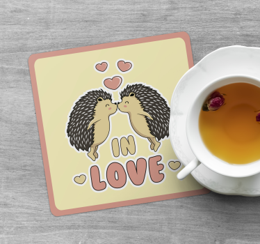 Moderná podtácka ježkovia srdiečka sa bozkávajú - Tenstickers
