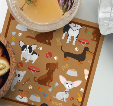 Moderná podtácka s hravými ilustráciami psov - Tenstickers